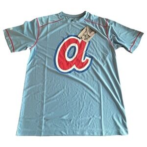 Stitches Atlanta Braves Logo Men JerseyShirt Size M Cooperstown Collection Blue